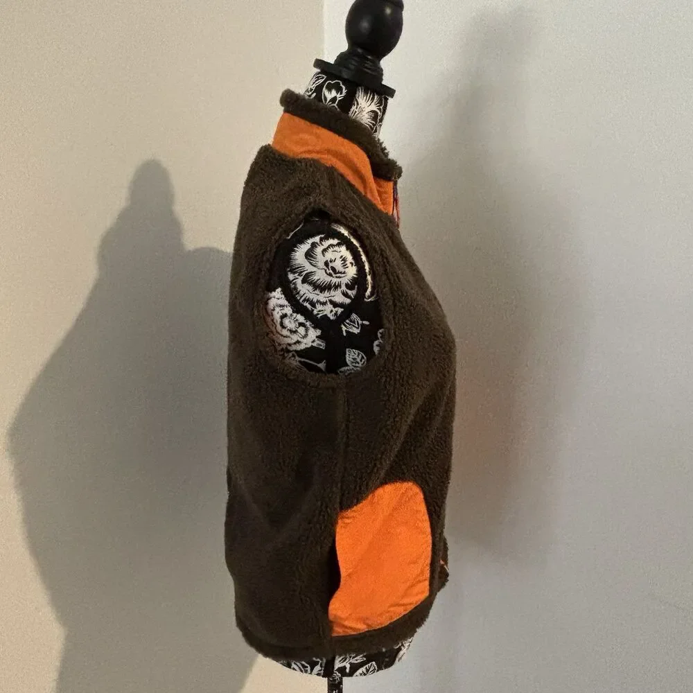 PATAGONIA Brown Orange Retro X Deep Pile Fleece Zip Vest Kids XL /Women’s Small - Picture 2 of 6